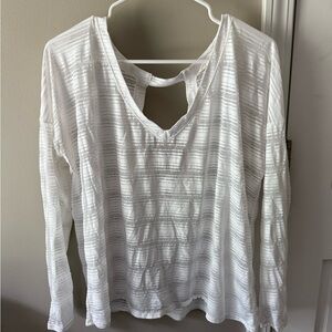 Athleta White Cut Out Long Sleeve Blouse